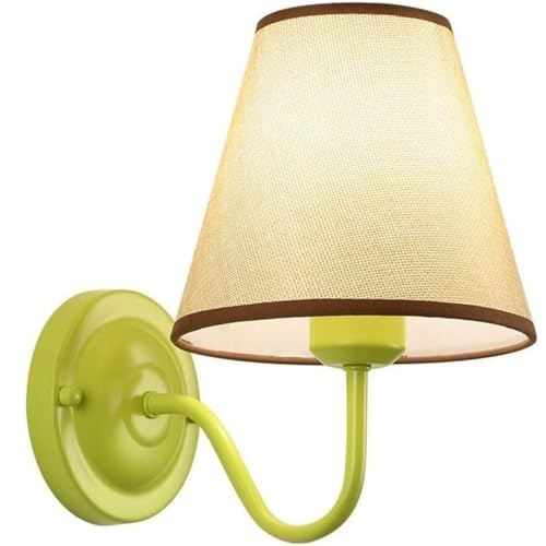 モダンノルディックファームハウスウォールランプ ヴィンテージファブリックシェード 廊下用ウォールライト器具 グリーングースネック 有線壁取り付け用燭台 寝室 リビングルーム バスルーム ベッドサイド 廊下 ファームハウス用
