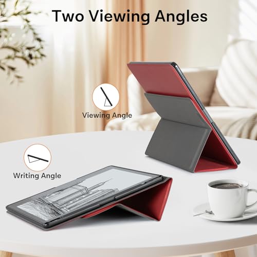 Image of CoBak Case for Tablet Reader - All New PU Leather Cover with Auto Sleep Wake Feature for Tablet Reader 10.2 inch 2022 & 2024 Released with Pen Holder (not Compatible with Remarkable), Lychee Red