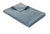 WOHNWOHL Tagesdecke 150 x 200 cm • Waffelpique leichte Sommerdecke aus 100% Baumwolle • Luftige Sofa-Decke vielseitig einsetzbar • Pflegeleichte Wohndecke • Baumwolldecke Farbe: Blue Mirage