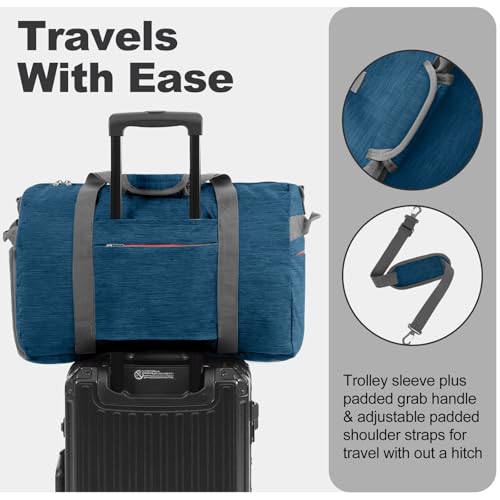 Image of Canway 40L Foldable Duffle Bag for Travel Men & Women Carry On 22 inchx14 inchx9 inch Airline Approved, Small Luggage Overnight Bag with Shoe Compartment, Water-Resistant Gym & Sports Bag