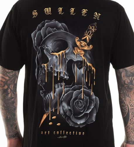 Sullen Men's Golden Tears Artist Series Tattoo Lifestyle Graphic Premium Short Sleeve Tee Black3
