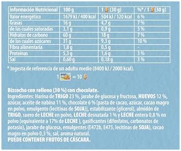 Fontaneda Osito Lulu, Bizcochos Rellenos de Chocolate - Delicioso Sabor y Textura Esponjosa para Todo el Familia | 300 g
