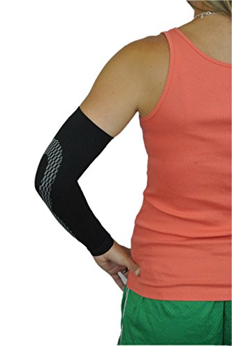 Suresport Arm Compression Sleeves - Reflective Logo - 2016 Model - Pair (Black, Small) #TOP4