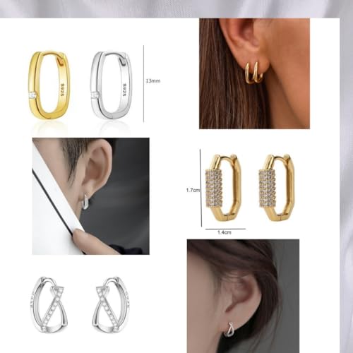 Hoop Earrings for Women, 3/4 Pairs Small S925 Earrings Sterling Silver Earrings3