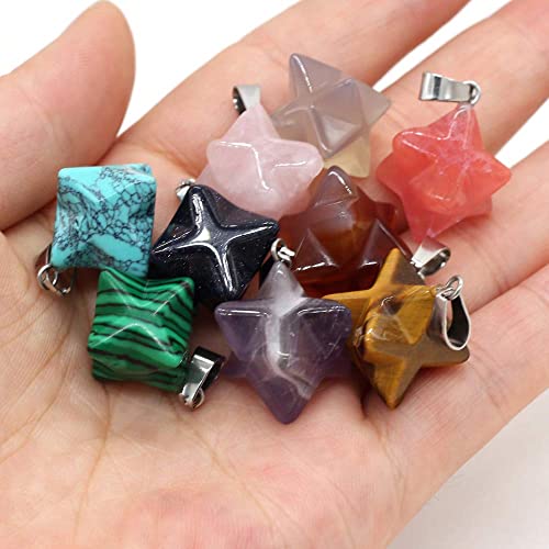 Zotoone Natural Stone Pendant 10Pcs Random Color Mix Stone Pendants Healing Crystal Quartz Chakra Reiki Gemstone Charms For Necklace Jewelry Making 22X24 Mm #TOP1