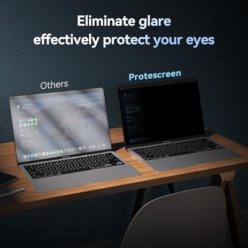 Image of Protescreen 360 Magnetic Privacy Filter for MacBook Air 13 (2018-2021,M1)& MacBook Pro 13 inch (2016-2022,M1,M2), Anti Peep Anti Glare Blue Light Screen Protector Film, Mac 4-Way Privacy Filter