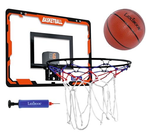 LEXIBOOK, Canasta de Baloncesto interactiva, Contador de Puntos, Efectos de Sonido, Baloncesto, Bomba incluida y Kit de instalación Incluido, JG920