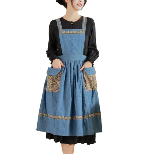 Tablier de cuisine réglable pour femme avec poches de rangement