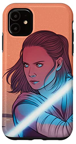 Coque iPhone 11 Star Wars Rey avec sabre laser pour fan de la saga