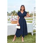 GRACE KARIN Damen Sommerkleid Lässig Rüschen Ärmel V-Ausschnitt Elastische Taille A-Linie Kleid – Bild 2