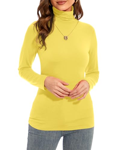 Image of Womens Long Sleeve Turtleneck T-Shirts Casual Lightweight Slim Fit Cozy Base Layer Top