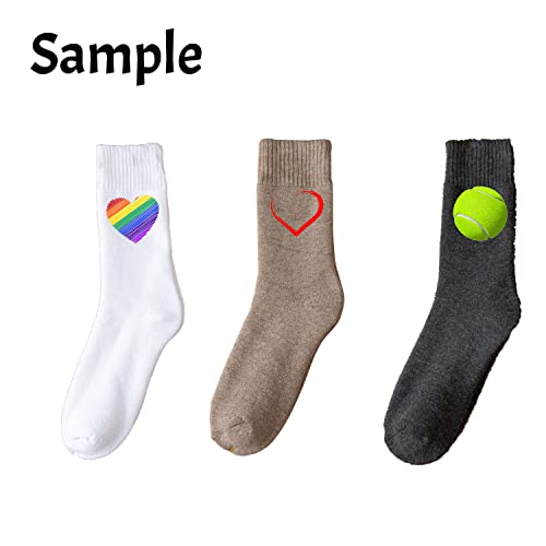 ZMvise Custom Socks Men Women Personalized Your Design Text Unisex Young Adult Cotton Athletic Ankle Crew Socks, White, Large