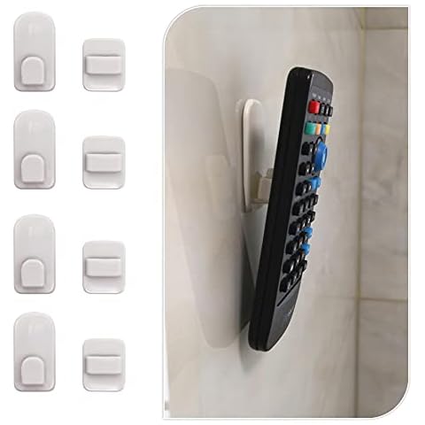 Excelity Set of 4 Remote Controller Plastic Wall Hook Holder with Self Adhesive Cover