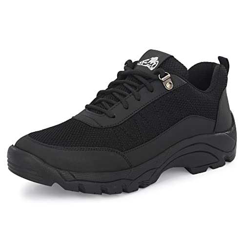 Image of Leo Men's Black Antiskid Outdoor Shoes for Trekking Hiking Running Shoes for Men