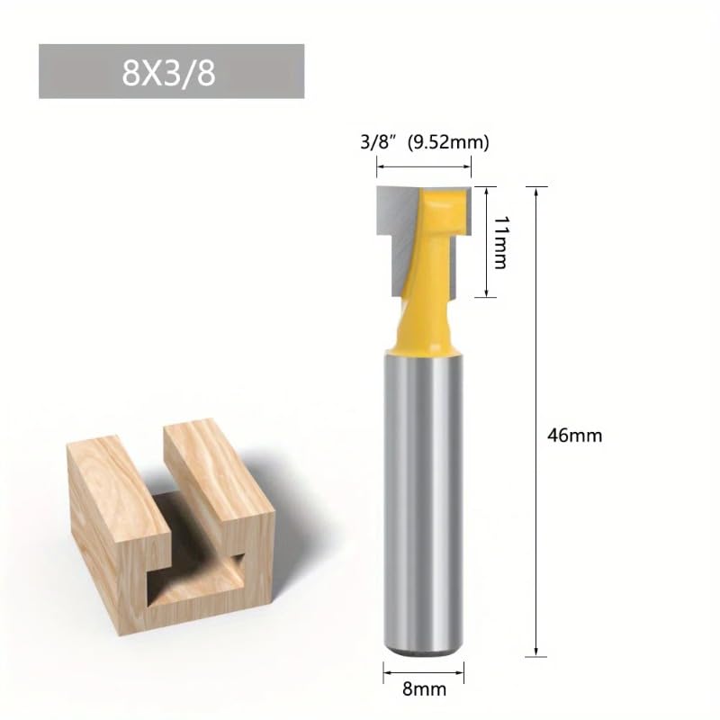 3Pcs/Set 8mm Shank T-Slot Cutter Router Bit Set Key Hole Bits Hex Bolt T Slotting Milling Cutter for Wood Woodworking Tool