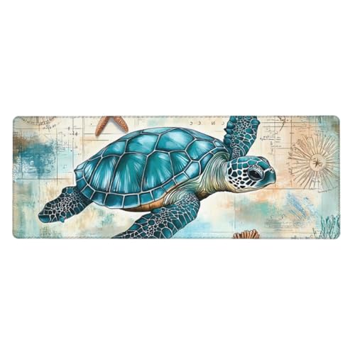 Tapis de souris bureau 80x30 cm style tortue vintage pour la maison
