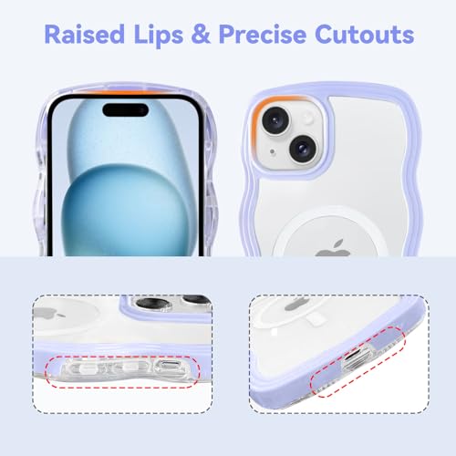 Coque iPhone 15 violette silicone TPU avec cadre ondulé esthétique QLTYPRI - 3