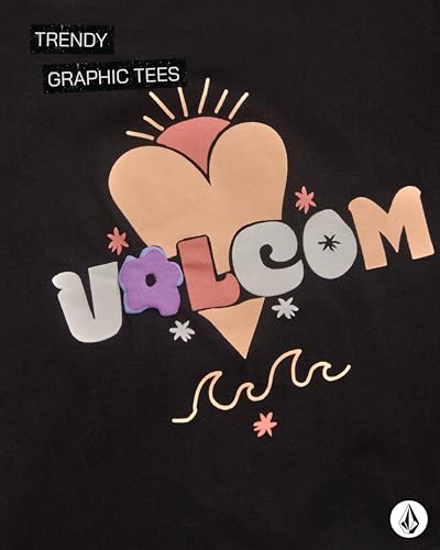 Image of Volcom Girls Shirts - Casual Crewneck Short Sleeve Graphic Tee Trendy Tops - Breathable Girls Summer Clothes