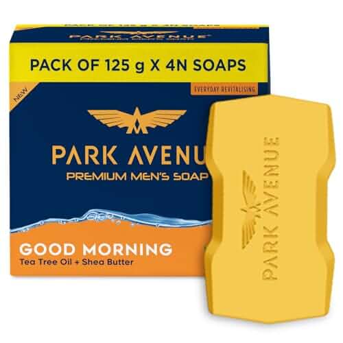 Park Avenue Premium Men’s Soaps for Bath – Good Morning | 125g (Pack of 4) | Enriched with Tea Tree Oil & Shea Butter | Grade 1 Soap | For All Skin Types deal from amazon Park Avenue Premium Men’s Soaps for Bath – Good Morning | 125g (Pack of 4) | Enriched with Tea Tree Oil & Shea Butter | Grade 1 Soap | For All Skin Types deal from amazon