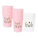 Pink Bride & Bride Tribe Bachelorette Party Cups - 15 Count, 16 Oz.| Decoration and Party Supplies for Bachelorette, Bridal Showers, Wedding