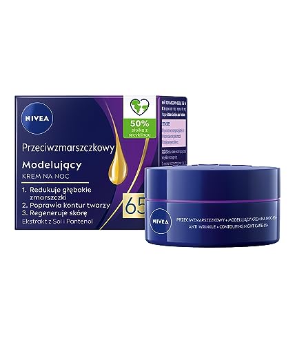 NIVEA Anti-Wrinkle + Contouring Night Cream for Mature Skin 65+, 50 ml – Intensive Overnight Hydration, Smoothing and Revitalizing Facial Moisturizer with Soy Extract, Jojoba Oil and Panthenol - image 1