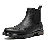 Men's Chelsea Boots Wing-tip Slip-on Formal Dress Boots for Men Casual Ankle Men Brogue Boots(A22715
