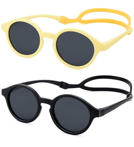 Image of NULOOQ Polarized Baby Sunglasses with Silicone Strap - Bendable TPEE Flexible Infant Sunglasses 0-24 Months