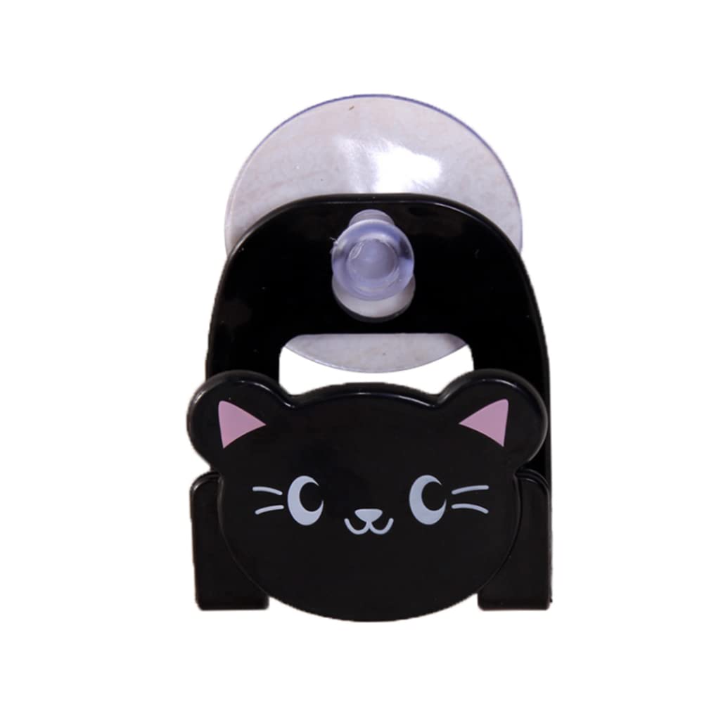 Sponge Holder with Suction Cup Cartoon Black Drain Rack for Sink Multifunctional Caddy for Sponge Soap Brush Kitchen