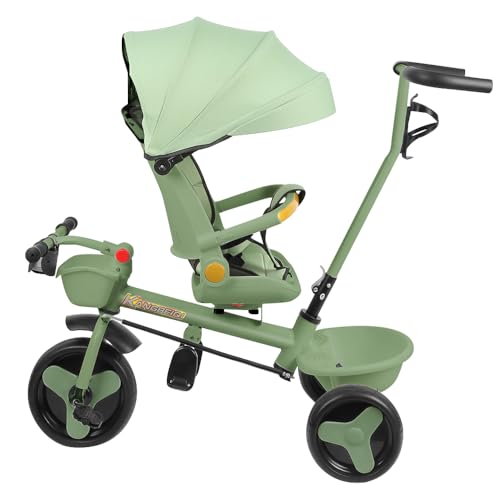 Baby-Dreirad, mitwachsendes Dreirad, 5-in-1-Dreirad mit Schiebestange von 18 Monaten bis 25 kg, Velo Bebe 1 Jahr, skalierbar, Licht und Musik + Drehsitz + Sitz- und Schrägdesign (grün) – Bild 7
