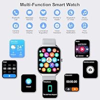 Smartwatch Herren Damen, 1.96" Smart Watch Bluetooth Anrufe, Fitnessuhr Herzfrequenz Schlafmonitor Schrittzähler Uhr, 113+ Sportmodi Sportuhr, IP68 Wasserdicht Fitness Tracker für iOS Android, Grau – Ansicht 4