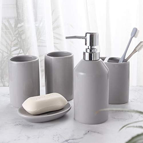 Ensemble d'accessoires de salle de bains en céramique avec bouteille et porte-savon