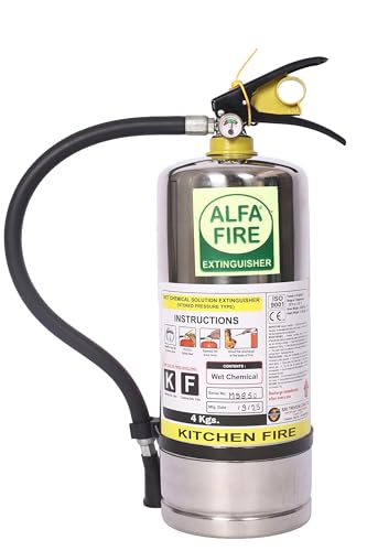 Image of 4L Wet Chemical Kitchen Fire Extinguisher - Silver Metallic | K-Class | Refillable | Suitable for Commercial Kitchens