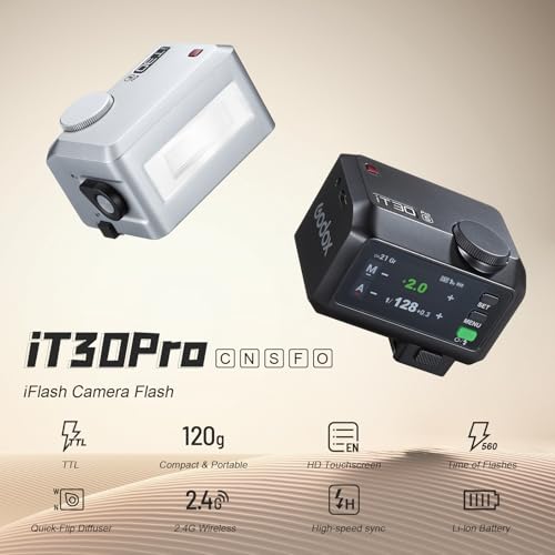 Flash Godox iT30Pro-N Mini TTL avec diffuseur blanc pour reflex Nikon argent - 4