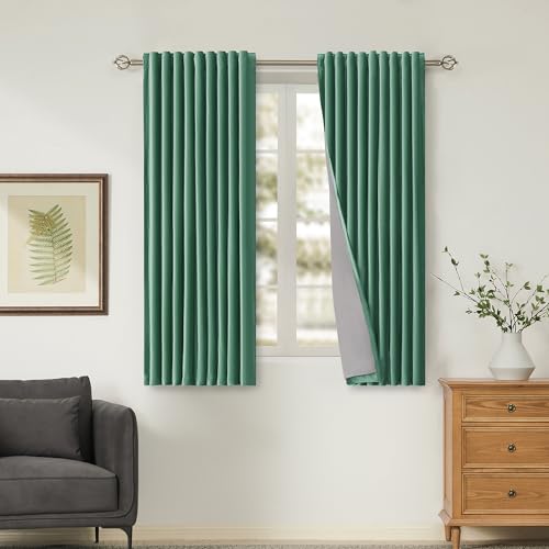 Image of PRIMROSE 100% Full Blackout Velvet Curtains 63 inch Long for Living Room,Set of 2 Liner Turquoise Aqua Rod Pocket Back Tab Window Treatment Room Darkening Heavy Decorative Curtains Drapes for Bedroom