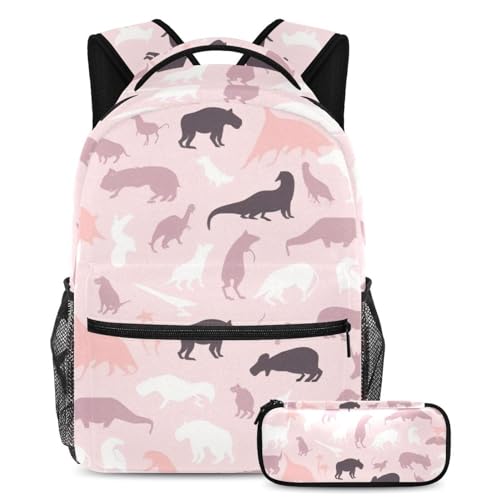 Sac à dos de jour enfant silhouette animal rose porte bonheur scolaire