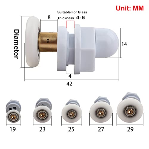 Qikuver 4PCS Shower Door Rollers, Copper Rod Pulley, Strong Load-Bearing Capacity - Image 2
