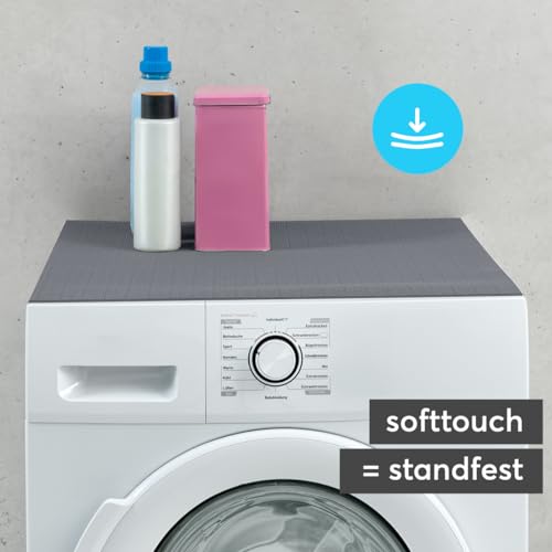 Tabletop Waschmaschinenauflage rutschfest in 60 x 60 cm - zuschneidbare Weichschaum Auflage in grau als Abdeckung für Waschmaschine & Trockner - Waschmaschinenabdeckung MADE IN GERMANY
