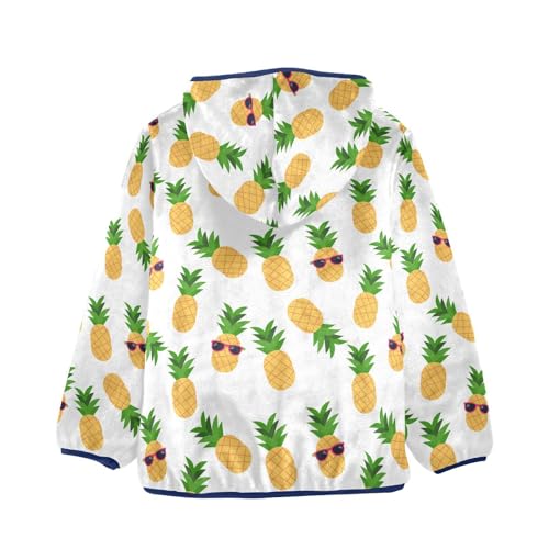 Pineapple Toddler Fleece Jacket Baby Boys Hooded Zipper Long Sleeve Thick Warm Outerwear 3-10 Years2