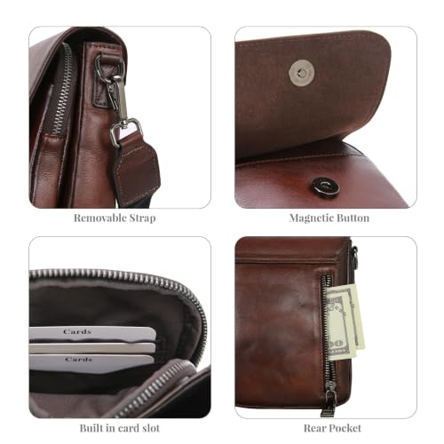 Image of HESHE Small Leather Crossbody Bag for Women RFID Phone Purse with Card Slot | Anti Theft,Genine Leather,Wide Adjustable Strap,Multi-Pocket Fits 6.9 inch Phone Trendy Shoulder Cross Body Bag for Daily,Travel