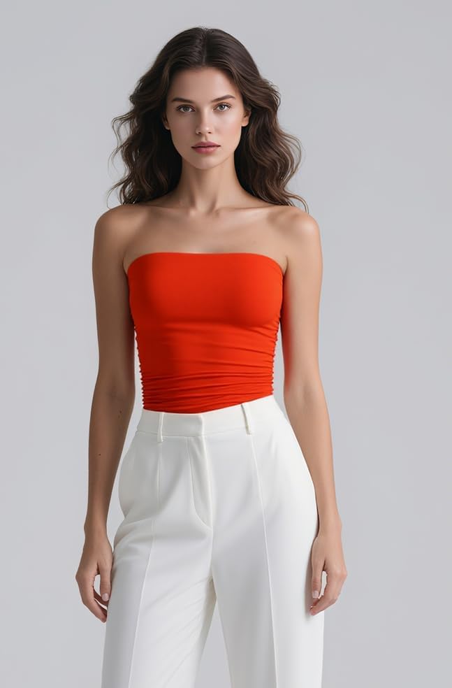 Women Sexy Tube Top Summer Y2K Going Out Double Lined Basic Tank Top - Image 8