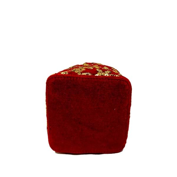 SHAKUNTLA VINTAGE Chanderi Women's Velvet Ethnic Bridal Potli Bag With Sequins and Thread Work | Red - Image 5