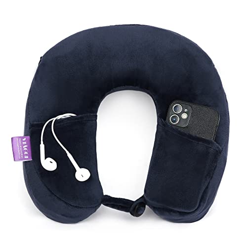 Image of Viaggi U Shape Super Soft Memory Foam Travel Neck Pillow for Neck Pain Relief Cervical Orthopedic Use Comfortable Neck Rest Pillow - Navy Blue