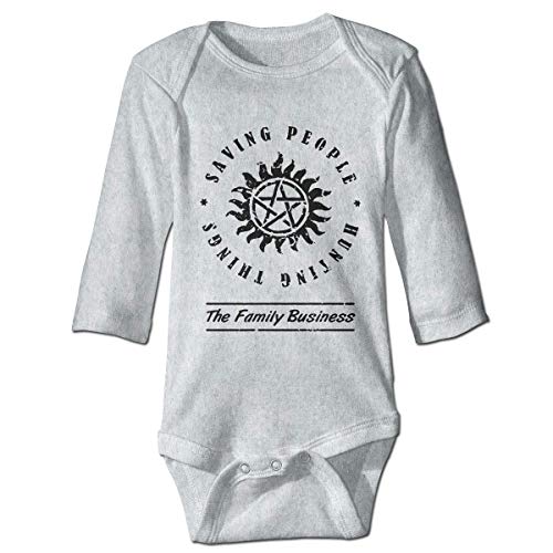 LittleHorn Supernatural Saving People Hunting Things Baby Tiny Rompers Long Sleeve Jumpsuit Gray, 0-6 Months