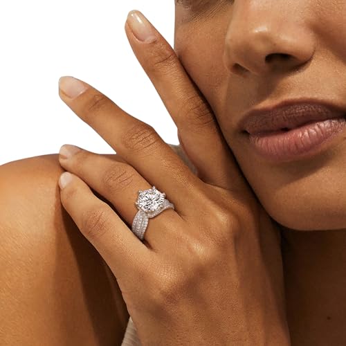 5ct Moissanite Engagement Rings for Women, 11MM Center Stone, D Color VVS1 Round Lab Created Moissanite Wedding Promise Proposal Rings for Women Her, Anniversary Luxurious Bridal Gift2