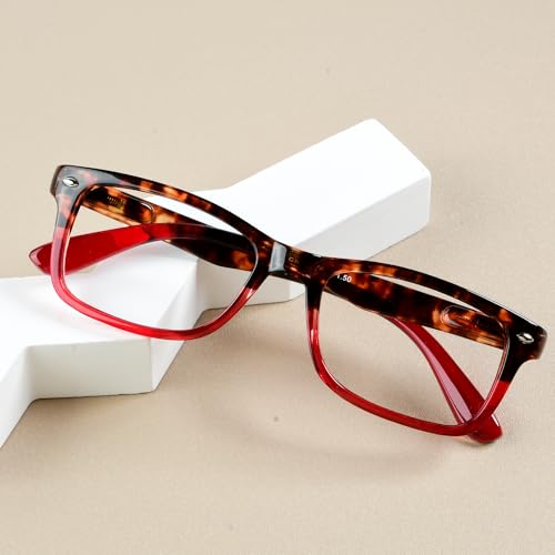 Image of Eyekepper Classic Vintage Style Reading Glasses Tortoise /Red +2.00