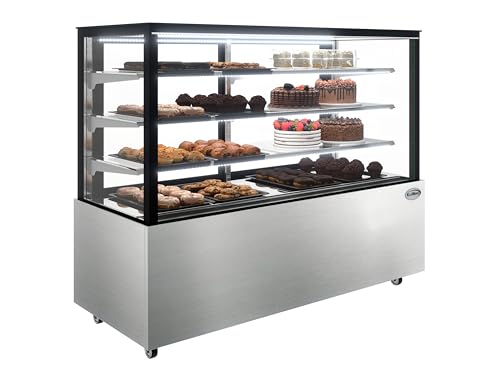 KoolMore Refrigerated Bakery Display Case for Cakes, Pies, and Pastries, 71” Stainless Steel Frame, Glass Front, Multi-Tiered Shelving Rack and LED Lighting- 30 cu.ft (RBD30C)