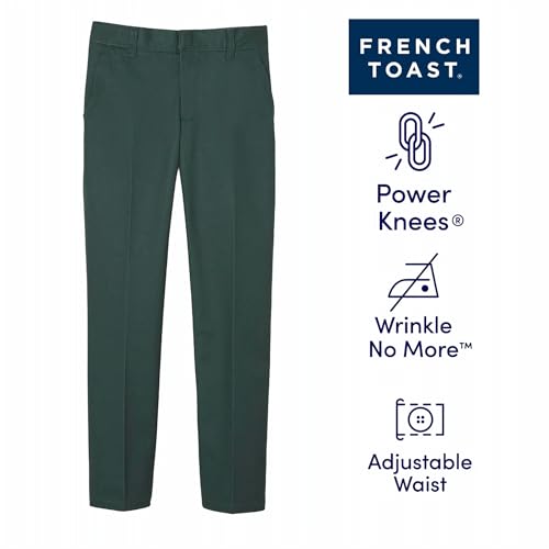 Image of French Toast Boys' Adjustable Waist Relaxed Fit Twill Pant | school uniform pants, no need to iron, double knees for durability, typically fit boys ages 2-14