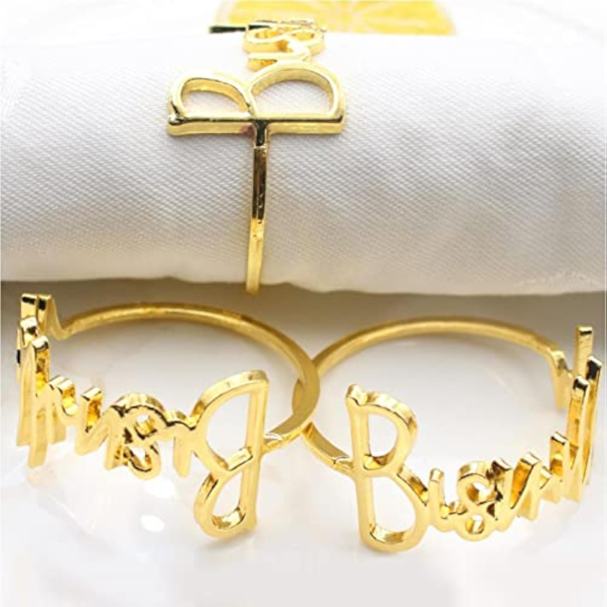 10 Pieces Round Decorative Napkin Buckles for Banquets