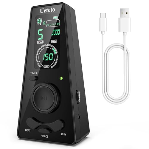 Master Practical Skill Development on Your.BlackCherry 6 Ueteto Digital Metronome for Piano, Guitar, Drum, Violin Practice, Metronome with Human Voice and Headphone Jack, 9 Rhythms, 40-208 BPM, Timer Function for Musicians