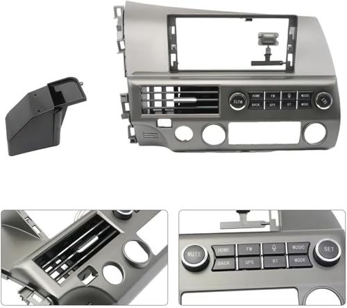 Garniture console centrale Civic 2008 kit GPS et façade d'autoradio double din - 5